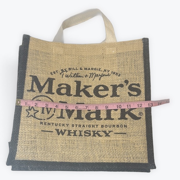 Maker's Mark Bourbon Whiskey Burlap Tote Bag With Black Trim - Picture 4 of 7